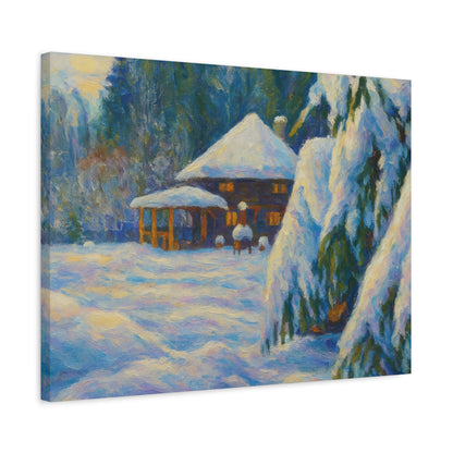 Winter Landscape Canvas Wall Art, Cozy Home Decor, Christmas Gift, Seasonal Artwork, Impressionist Style