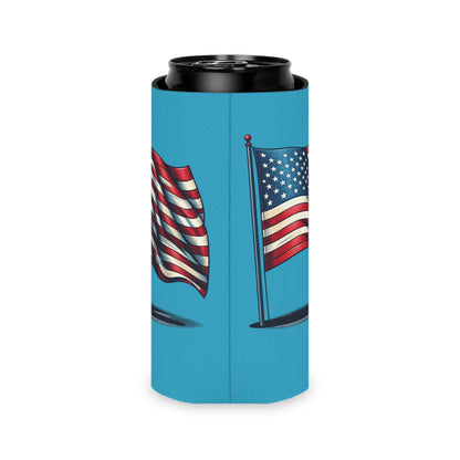 Patriotic Can Cooler, Summer BBQ Accessory, Independence Day Drink Holder, Americana Coaster, USA Party Favor