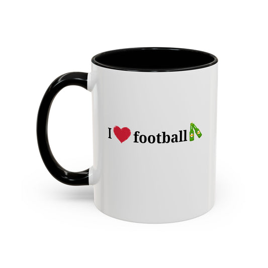 I Love Football Accent Coffee Mug, Perfect Gift for Sports Lovers, Football Enthusiasts, Unique Mug for Game Days, Home or Office Decor - product image