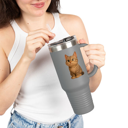 Cute Cat Insulated Travel Mug, Perfect for Pet Lovers, 40oz Coffee Cup, Travel Tumbler, Gift for Cat Lovers, Customizable Mug