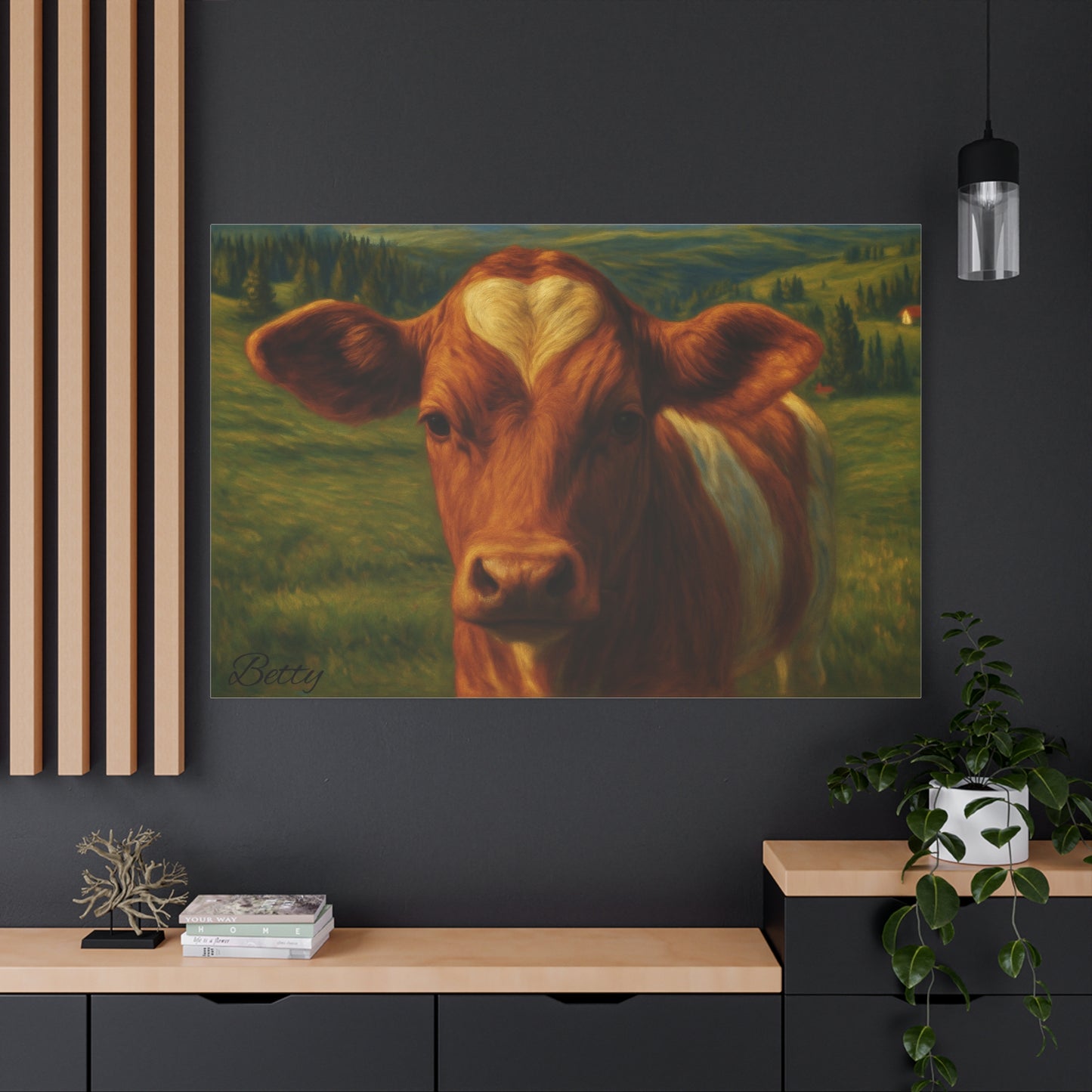 Cow Calf Portrait Canvas Print, Farm Animal Wall Art Decoration, Custom Matte Canvas Picture, Barnyard Animal Rustic Decor, Personalized