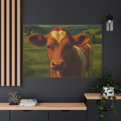 Cow Calf Portrait Canvas Print, Farm Animal Wall Art Decoration, Custom Matte Canvas Picture, Barnyard Animal Rustic Decor, Personalized