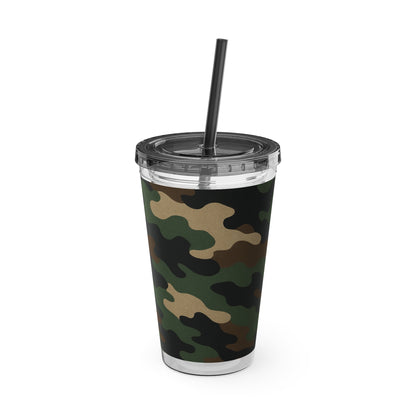 Stylish Camo Tumbler, 16oz Cup with Straw, Perfect for Outdoor Adventures, Gifts for Him, Travel Mug, Eco-friendly Drinkware, Camping