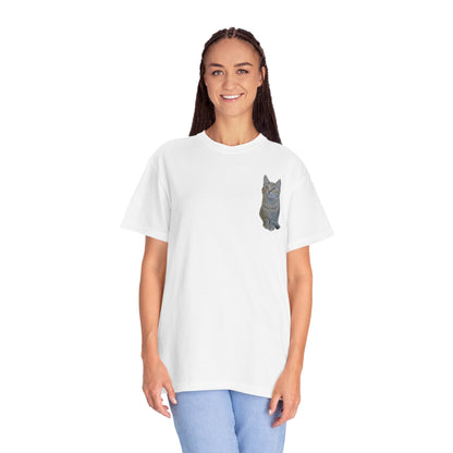 Whimsical Cat Pocket T-Shirt for Cat Lovers