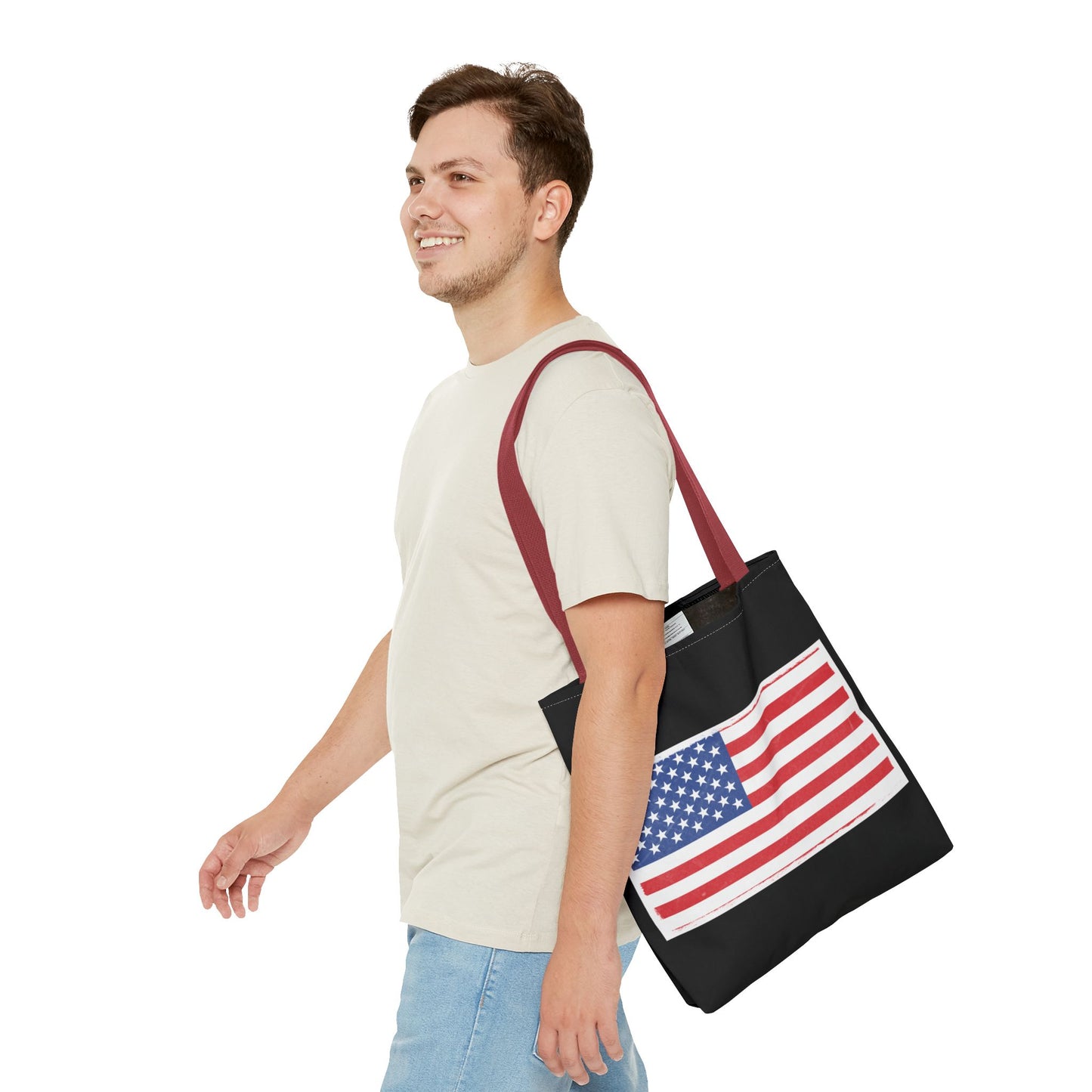 Patriotic Tote Bag, American Flag Carryall, Beach Bag, Reusable Shopping Tote, Independence Day Gift