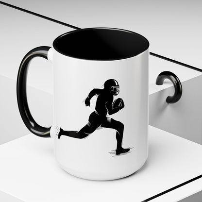 Football Player Themed Accent Coffee Mug, Sports Fan Gift, Unique Mug for Athletes, Coffee Lover, Game Day Essential