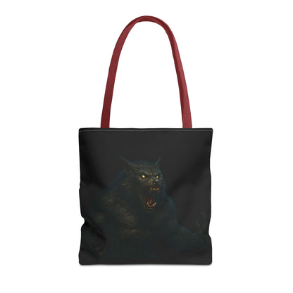 Fierce Werewolf Tote Bag, Halloween Accessories, Dark Art Tote, Animal Lover Gift, Geeky Shopping Bag