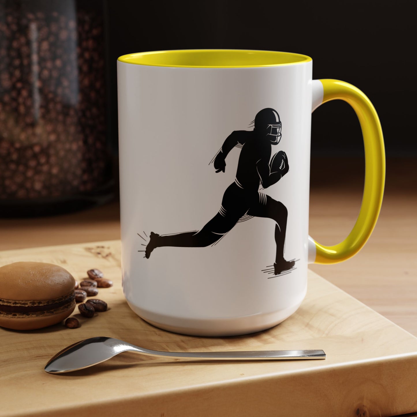 Football Player Themed Accent Coffee Mug, Sports Fan Gift, Unique Mug for Athletes, Coffee Lover, Game Day Essential
