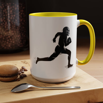 Football Player Themed Accent Coffee Mug, Sports Fan Gift, Unique Mug for Athletes, Coffee Lover, Game Day Essential