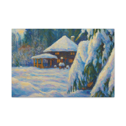 Winter Landscape Canvas Wall Art, Cozy Home Decor, Christmas Gift, Seasonal Artwork, Impressionist Style