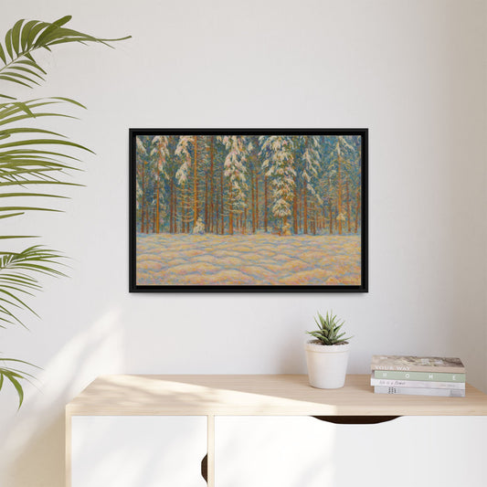 Canvas Wall Art, Framed Landscape Print | Cozy Winter Decor, Nature Lover Gift, Rustic Home Decoration, Multicolor Matte Design - product image