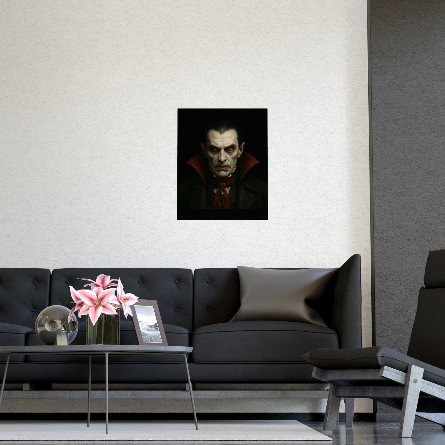 Gothic Vampire Art Poster, Spooky Wall Decor, Horror Room Accent, Perfect for Halloween, Gothic Decor, Home Office Artwork