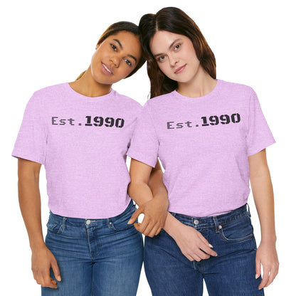 Unisex Est. 1990 Nostalgic Jersey Tee - Perfect Gift, Vintage Style, Retro Fashion, Birthday Celebration, Casual Wear