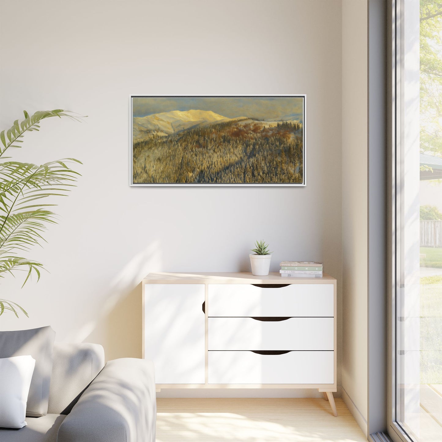 Framed Mountain Canvas Art, Perfect for Home Decor, Nature Wall Art, Gift for Nature Lovers, Cozy Atmosphere