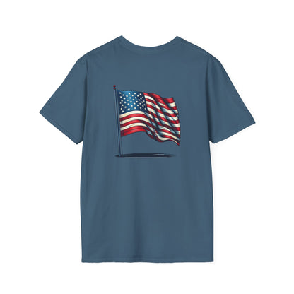 Patriotic Unisex Softstyle T-Shirt, American Flag Tee, USA Pride Shirt, Perfect for Independence Day, Casual Wear