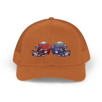 Sporty Snapback Trucker Cap with Football Helmets, Baseball Cap, Outdoor Activity Hat, Gift for Sports Fans, Team Spirit Wear
