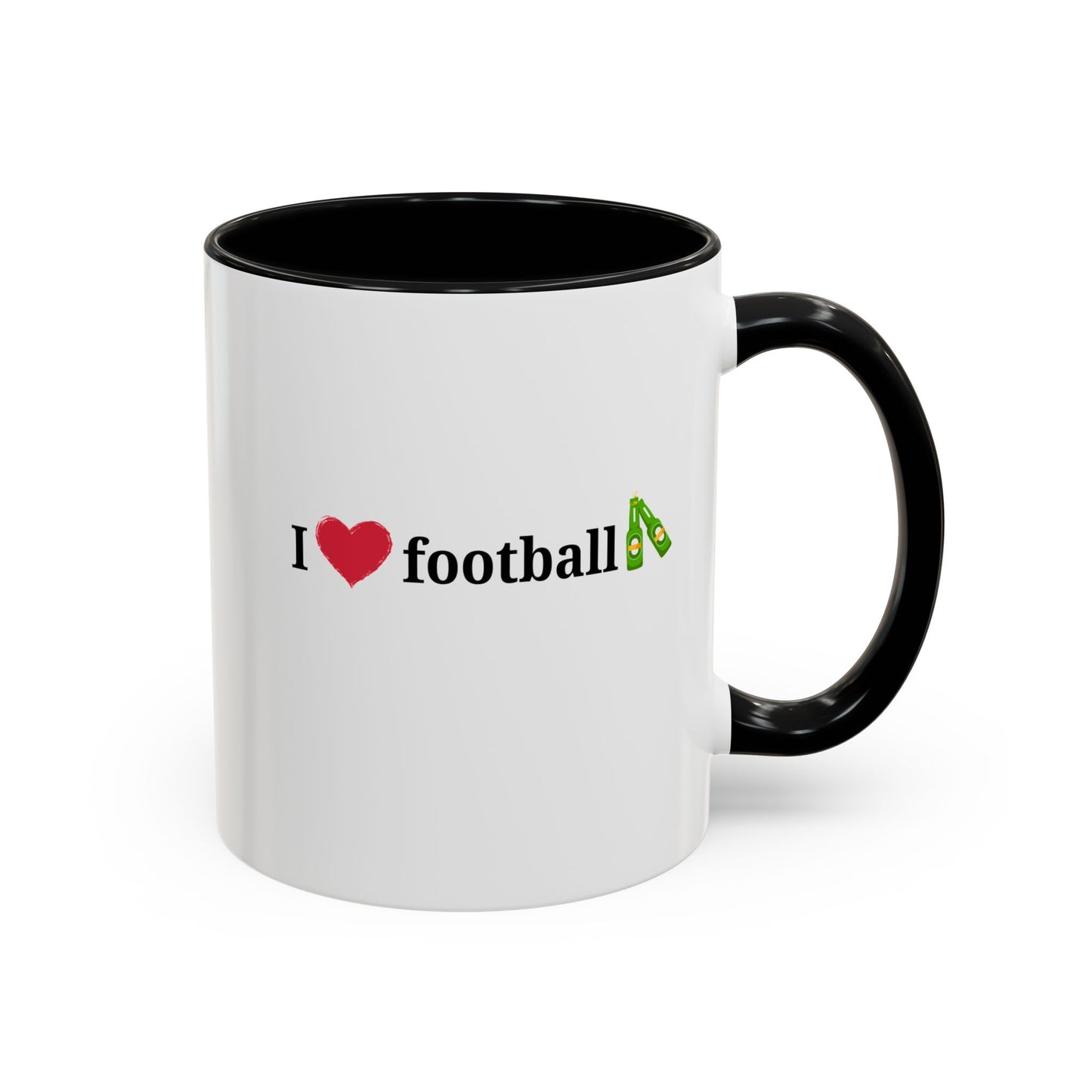 I Love Football Accent Coffee Mug, Perfect Gift for Sports Lovers, Football Enthusiasts, Unique Mug for Game Days, Home or Office Decor