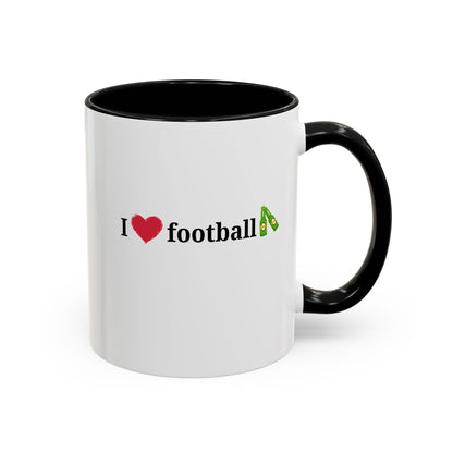 I Love Football Accent Coffee Mug, Perfect Gift for Sports Lovers, Football Enthusiasts, Unique Mug for Game Days, Home or Office Decor
