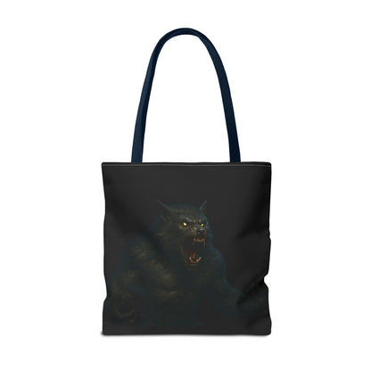 Fierce Werewolf Tote Bag, Halloween Accessories, Dark Art Tote, Animal Lover Gift, Geeky Shopping Bag