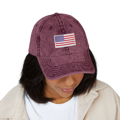 Embroidered Vintage Cap with USA Flag Design