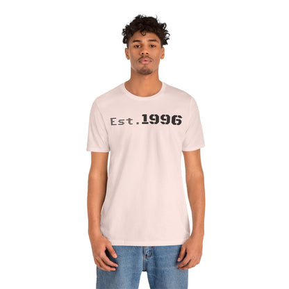 Unisex Jersey Tee - 'Est. 1996' Graphic Shirt, Birthday Gift, Casual Wear, Vintage Style, Retro Fashion, Gift for Him/Her