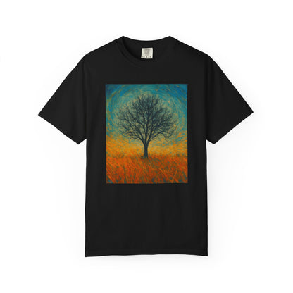 Nature-Themed Unisex Garment-Dyed T-Shirt - Tree Design, Bohemian Tee, Nature Lover Gift, Eco-Friendly Fashion, Casual Wear