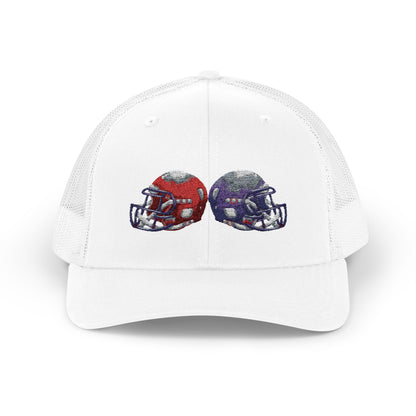 Sporty Snapback Trucker Cap with Football Helmets, Baseball Cap, Outdoor Activity Hat, Gift for Sports Fans, Team Spirit Wear