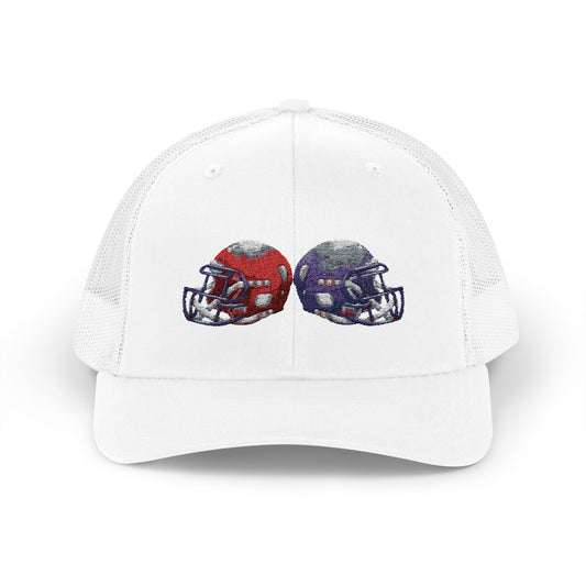 Sporty Snapback Trucker Cap with Football Helmets, Baseball Cap, Outdoor Activity Hat, Gift for Sports Fans, Team Spirit Wear