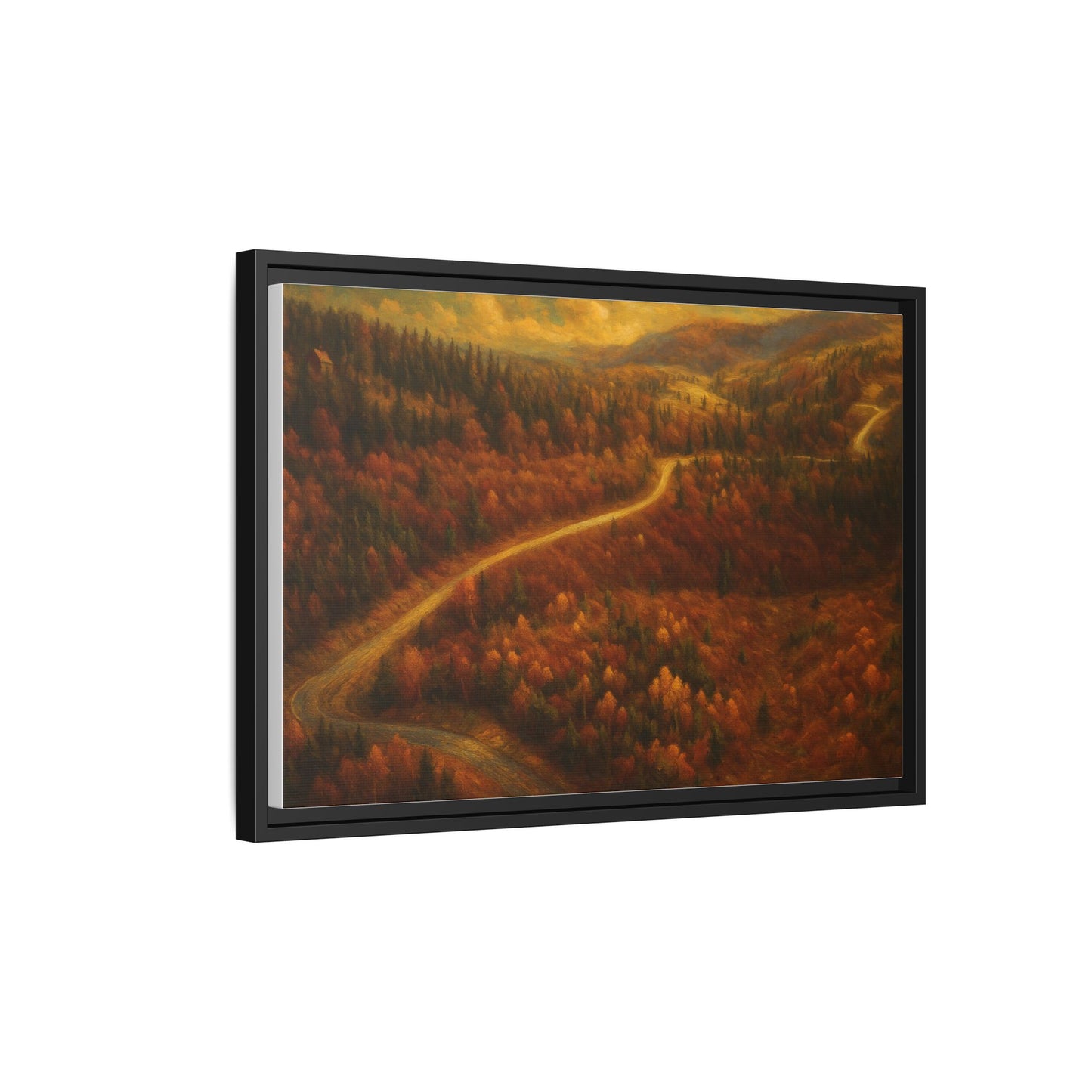Autumn Landscape Framed Canvas Art, Cozy Home Decor, Warm Fall Vibes, Gift for Nature Lovers, Perfect for Thanksgiving