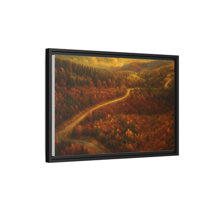 Autumn Landscape Framed Canvas Art, Cozy Home Decor, Warm Fall Vibes, Gift for Nature Lovers, Perfect for Thanksgiving