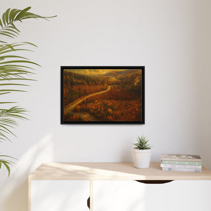 Autumn Landscape Framed Canvas Art, Cozy Home Decor, Warm Fall Vibes, Gift for Nature Lovers, Perfect for Thanksgiving