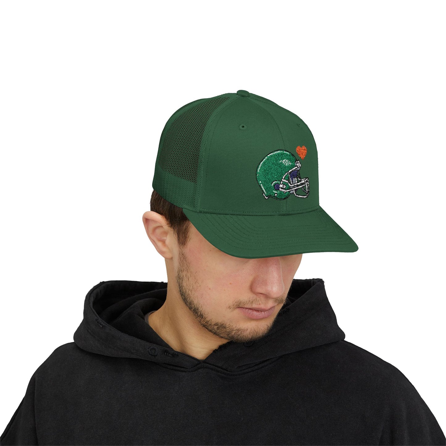 Snapback Trucker Cap with Football Heart Design - Perfect for Sports Fans, Gifts for Gamers, Casual Outings, Tailgating, and Team Spirit