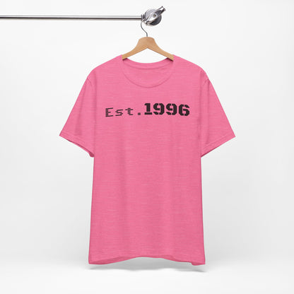 Unisex Jersey Tee - 'Est. 1996' Graphic Shirt, Birthday Gift, Casual Wear, Vintage Style, Retro Fashion, Gift for Him/Her