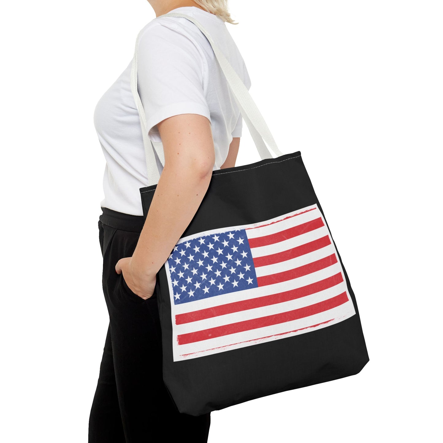 Patriotic Tote Bag, American Flag Carryall, Beach Bag, Reusable Shopping Tote, Independence Day Gift