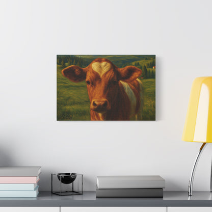Cow Calf Portrait Canvas Print, Farm Animal Wall Art Decoration, Custom Matte Canvas Picture, Barnyard Animal Rustic Decor, Personalized