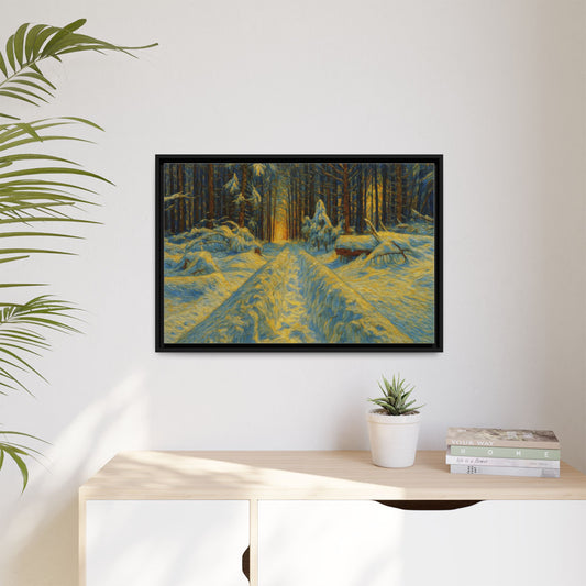 Canvas Art, Winter Landscape Wall Decor, Nature Lovers Gift, Seasonal Decor, Holiday Wall Art, Cozy Home Decoration, Framed Matte Canvas - product image