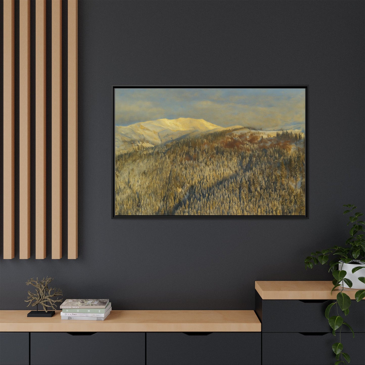 Framed Mountain Canvas Art, Perfect for Home Decor, Nature Wall Art, Gift for Nature Lovers, Cozy Atmosphere