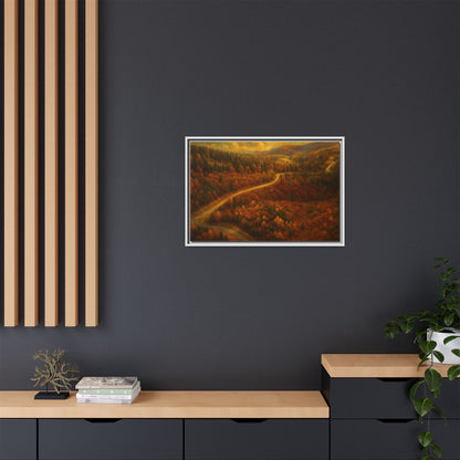 Autumn Landscape Framed Canvas Art, Cozy Home Decor, Warm Fall Vibes, Gift for Nature Lovers, Perfect for Thanksgiving