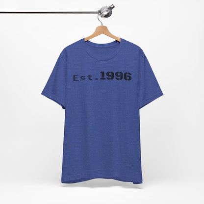 Unisex Jersey Tee - 'Est. 1996' Graphic Shirt, Birthday Gift, Casual Wear, Vintage Style, Retro Fashion, Gift for Him/Her