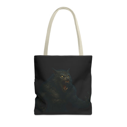 Fierce Werewolf Tote Bag, Halloween Accessories, Dark Art Tote, Animal Lover Gift, Geeky Shopping Bag