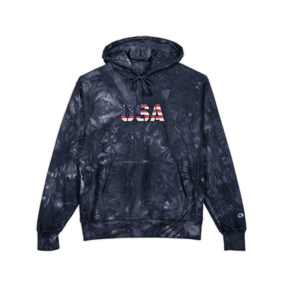 Champion Tie-Dye Hoodie - USA Embroidery, Unisex Hoodie, Trendy Casual Wear, Gift for Him, Outdoor Jacket