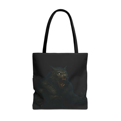 Fierce Werewolf Tote Bag, Halloween Accessories, Dark Art Tote, Animal Lover Gift, Geeky Shopping Bag