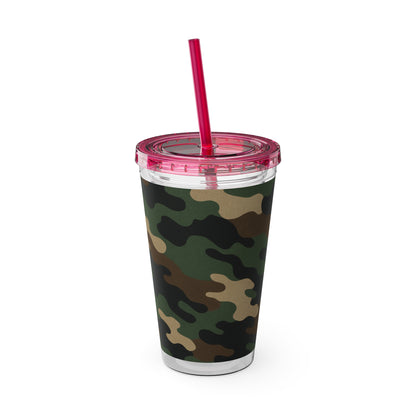 Stylish Camo Tumbler, 16oz Cup with Straw, Perfect for Outdoor Adventures, Gifts for Him, Travel Mug, Eco-friendly Drinkware, Camping