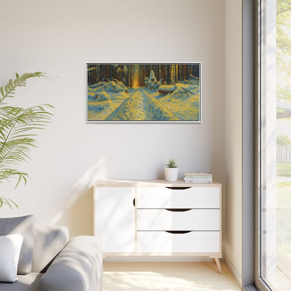 Canvas Art, Winter Landscape Wall Decor, Nature Lovers Gift, Seasonal Decor, Holiday Wall Art, Cozy Home Decoration, Framed Matte Canvas