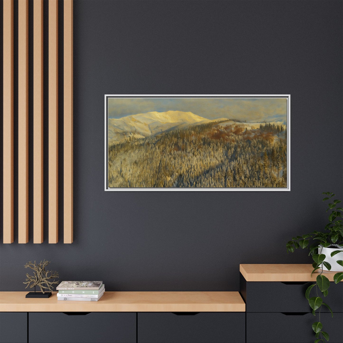 Framed Mountain Canvas Art, Perfect for Home Decor, Nature Wall Art, Gift for Nature Lovers, Cozy Atmosphere