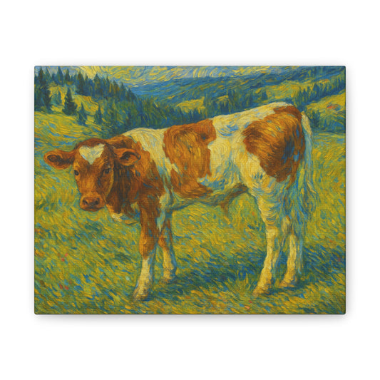 Cow Art Canvas Print, Rustic Farmhouse Decor, Animal Lover Gift, Country Wall Art, Thoughtful Homewarming - product image