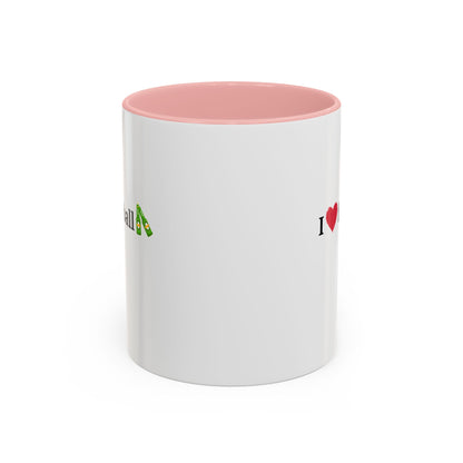 I Love Football Accent Coffee Mug, Perfect Gift for Sports Lovers, Football Enthusiasts, Unique Mug for Game Days, Home or Office Decor