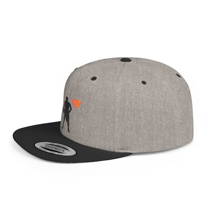 Sporty Love Flat Bill Snapback Hat – Adjustable Cap for Athletes, Casual Wear, Gifts for Sports Fans, Basketball Enthusiasts, Unique