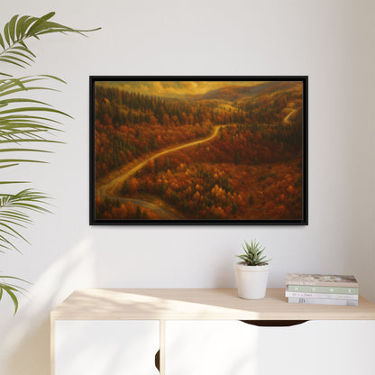 Autumn Landscape Framed Canvas Art, Cozy Home Decor, Warm Fall Vibes, Gift for Nature Lovers, Perfect for Thanksgiving