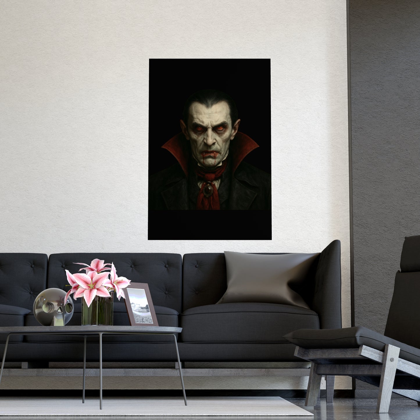 Gothic Vampire Art Poster, Spooky Wall Decor, Horror Room Accent, Perfect for Halloween, Gothic Decor, Home Office Artwork